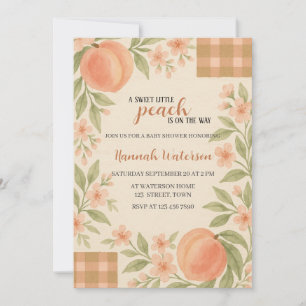 Invitation Fête de Naissance Rustique Douce Petite Pêche