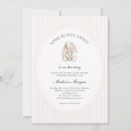 Invitation Fête de naissance Some Bunny Sweet Rose pour Bébé