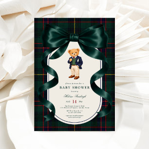 Invitation Fête de naissance Teddy Bear Polo Élégant