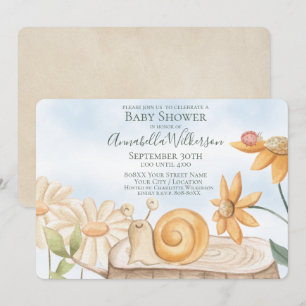 Invitation Fête de Naissance Thème Jardin Escargot Mignon et