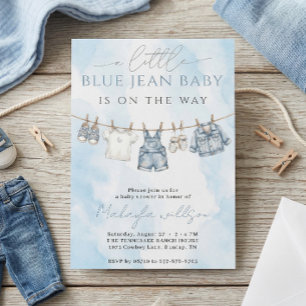 Invitation Fête de naissance Western Rustique en Denim de Jea