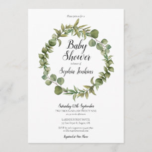 Invitation Fête de naissance Woodland Greenery Eucalyptus Scr