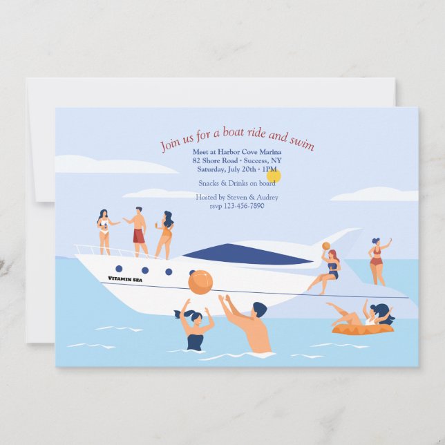 Invitation Fête de natation hors du bateau (Devant)