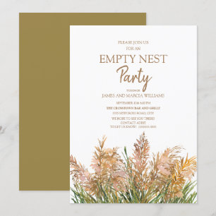 Invitation Fête de nid vide Herbe des Pampas marron Vert Blan