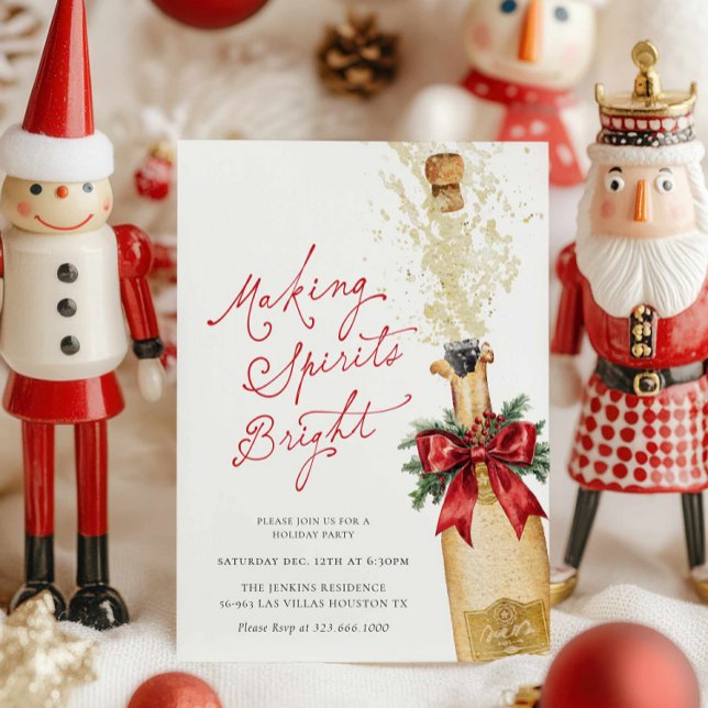 Invitation Fête de Noël (Making Spirits Bight Holiday Party Invitation)