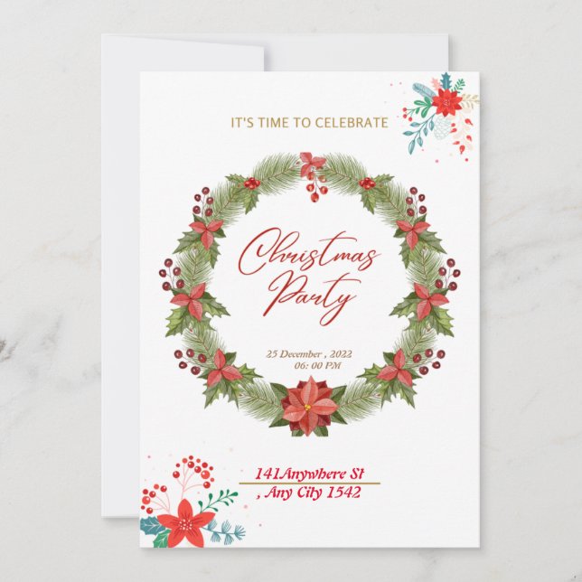 Invitation Fête de Noël 2022 amusante et heureuse. (Devant)