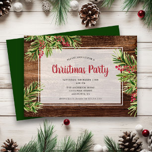 Invitation Fête de Noël À feuillage persistant