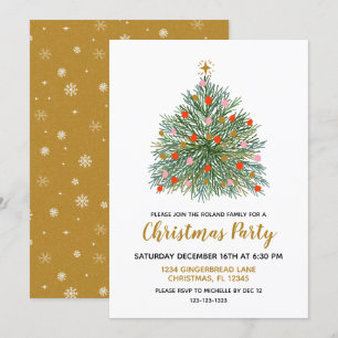 Invitation Fête de Noël à la main du milieu du siècle