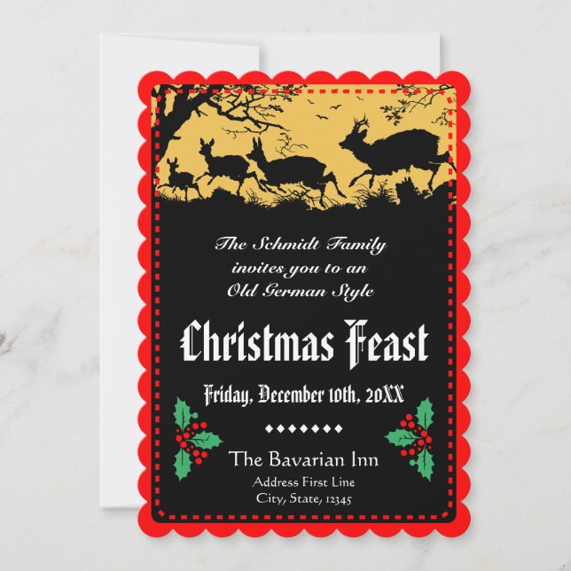 Invitation Fête de Noël à l'ancienne allemande ou banquet (Devant)
