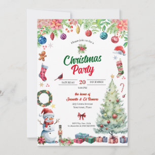 Invitation Fête de Noël à l'aquarelle