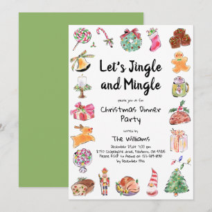 Invitation Fête de Noël à main d'aquarelle