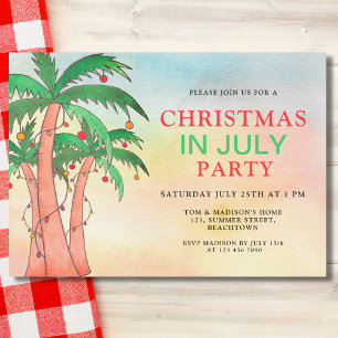Invitation Fête de Noël amusante en juillet