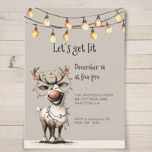 Invitation Fête de Noël Amusante et Endiablée des Renne