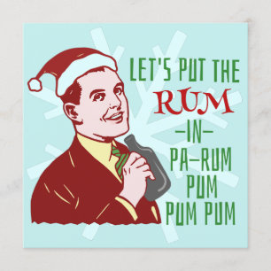 Invitation Fête de Noël amusante Retro Rum Adult Holiday
