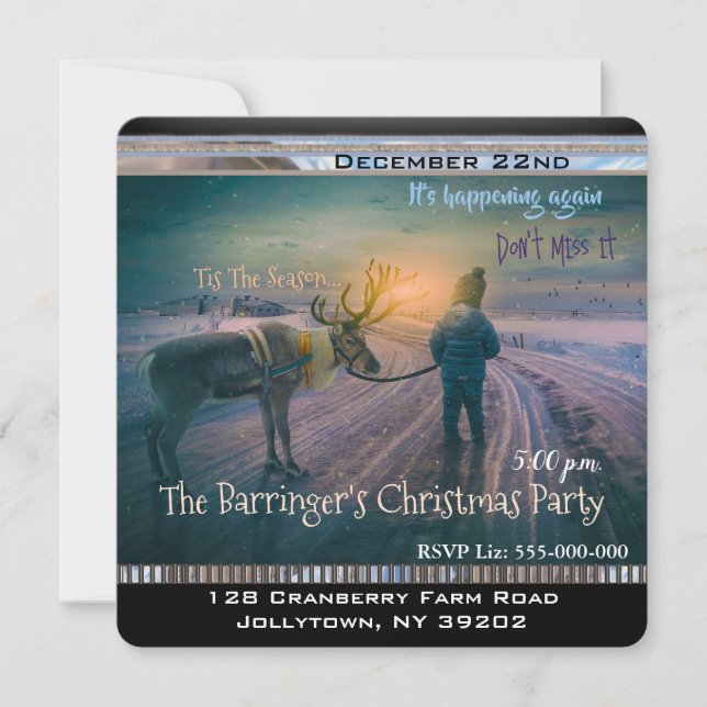 Invitation Fête de Noël annuelle de Marcher mon renne (Devant)