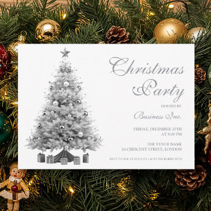 Invitation Fête de Noël Arbre d'Argent d'Entreprise