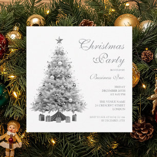 Invitation Fête de Noël Arbre d'Argent d'Entreprise