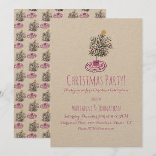 Invitation Fête de Noël Arbre de Noël Dessiné à la Main Dood