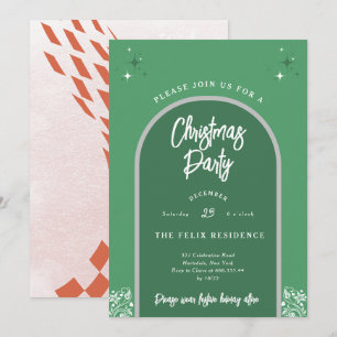 Invitation Fête de Noël Arche moderne en vert