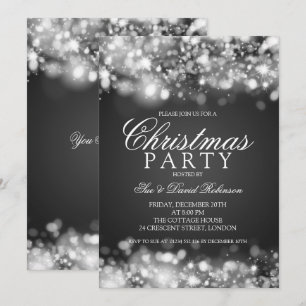 Invitation Fête de Noël Argent illuminations