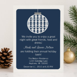 Invitation Fête de Noël Art déco   Bleu