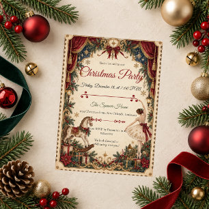 Invitation Fête de Noël au ballet Casse-Noisette vintage