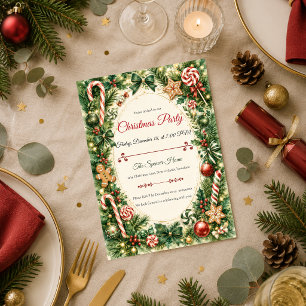Invitation Fête de Noël au bonbon fantaisiste