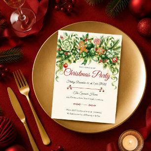 Invitation Fête de Noël au bonbon fantaisiste