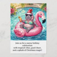 Fête de Noël au bord de la piscine Hippopotame mi