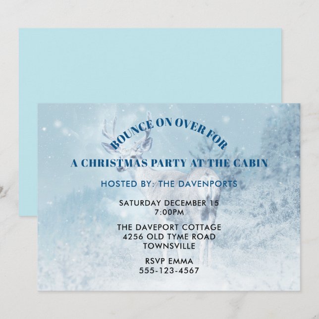 Invitation Fête de Noël au Cabine Wild Deer avec Antler (Devant / Derrière)