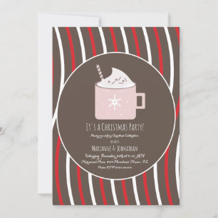 Invitation Fête de Noël au cacao chaud Canne de bonbon Marron
