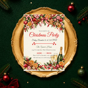 Invitation Fête de Noël au Champagne Luxueux