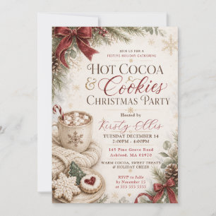 Invitation Fête de Noël au Chocolat Chaud et aux Cookies