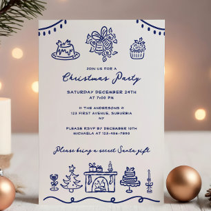 Invitation Fête de Noël au dessin à main levée
