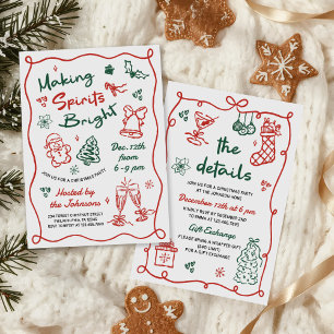 Invitation Fête de Noël au dessin animé pour égayer les espri