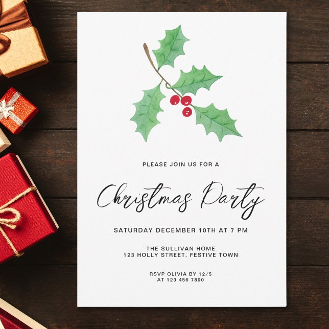 Invitation Fête de Noël au feuillage moderne (Créateur téléchargé)