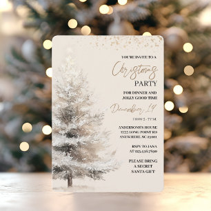 Invitation Fête de Noël au lavis neutre