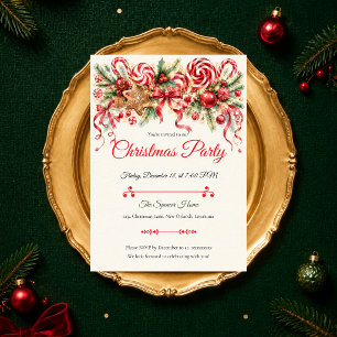 Invitation Fête de Noël au poivre menthe fantaisiste