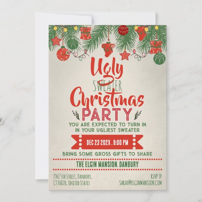 Invitation Fête de Noël au pull moche  (Devant)