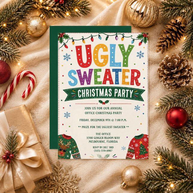 Invitation Fête de Noël au pull moche (Ugly Sweater Holiday Christmas Party Invitation)