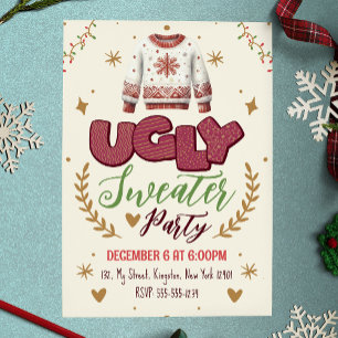 Invitation Fête de Noël au pull rétro moche
