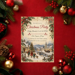 Invitation Fête de Noël au village victorien vintage