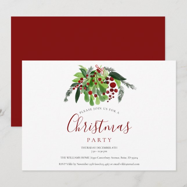 Invitation Fête de Noël aux Baies Rouges  (Devant / Derrière)