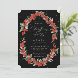 Invitation Fête de Noël aux Baies Rouges Élégantes + Eucalypt
