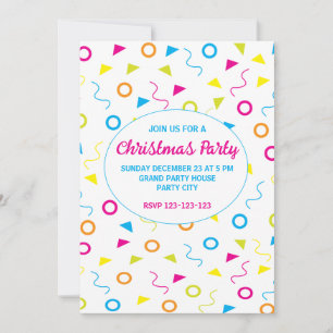 Invitation Fête de Noël aux couleurs géométriques