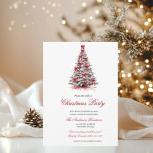 Invitation Fête de Noël avec baies rouges et verdure à l'aqua