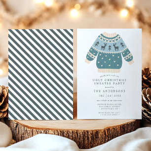 Invitation Fête de Noël avec des pulls moches de Noël avec de