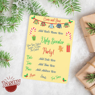 Invitation Fête de Noël avec un affreux pull jaune