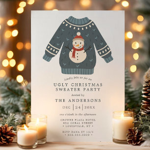 Invitation Fête de Noël avec un pull moche de neige