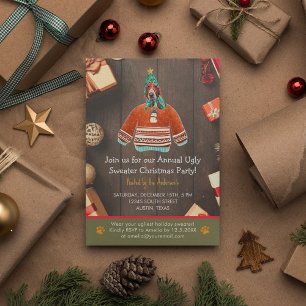 Invitation Fête de Noël Basset Hound Sweater hideux